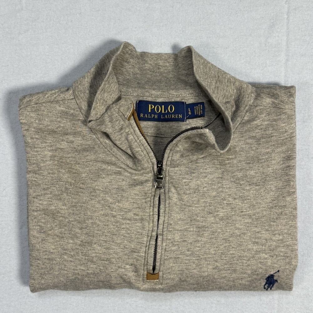 Polo Ralph Lauren Heather Gray 100% Cotton Quarter Zip Pullover Mens Size L